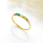 Baguette Birthstone with Diamonds Ring